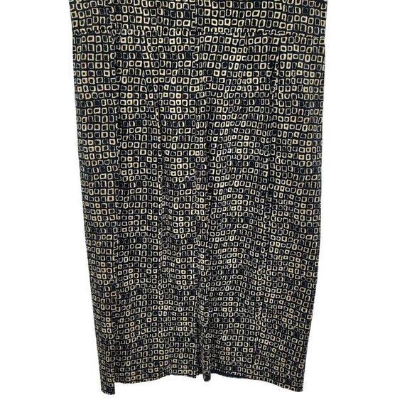 Kasper Geometric Print Sleeveless Sheath Dress 6 Black Brown 3D Ribbon Neckline - Picture 7 of 11